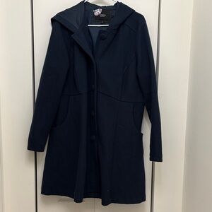 Torrid Dark Blue Hooded Trench Coat (Size 0)